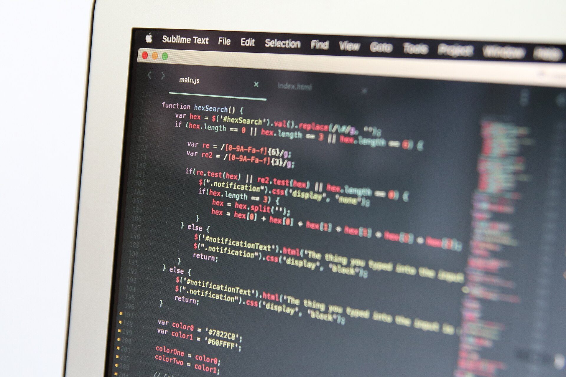 Code on a laptop